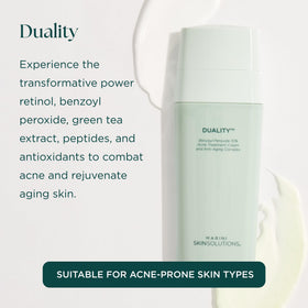 Marini SkinSolutions dual-chamber pump detail illustrating separate benzoyl peroxide and retinol delivery