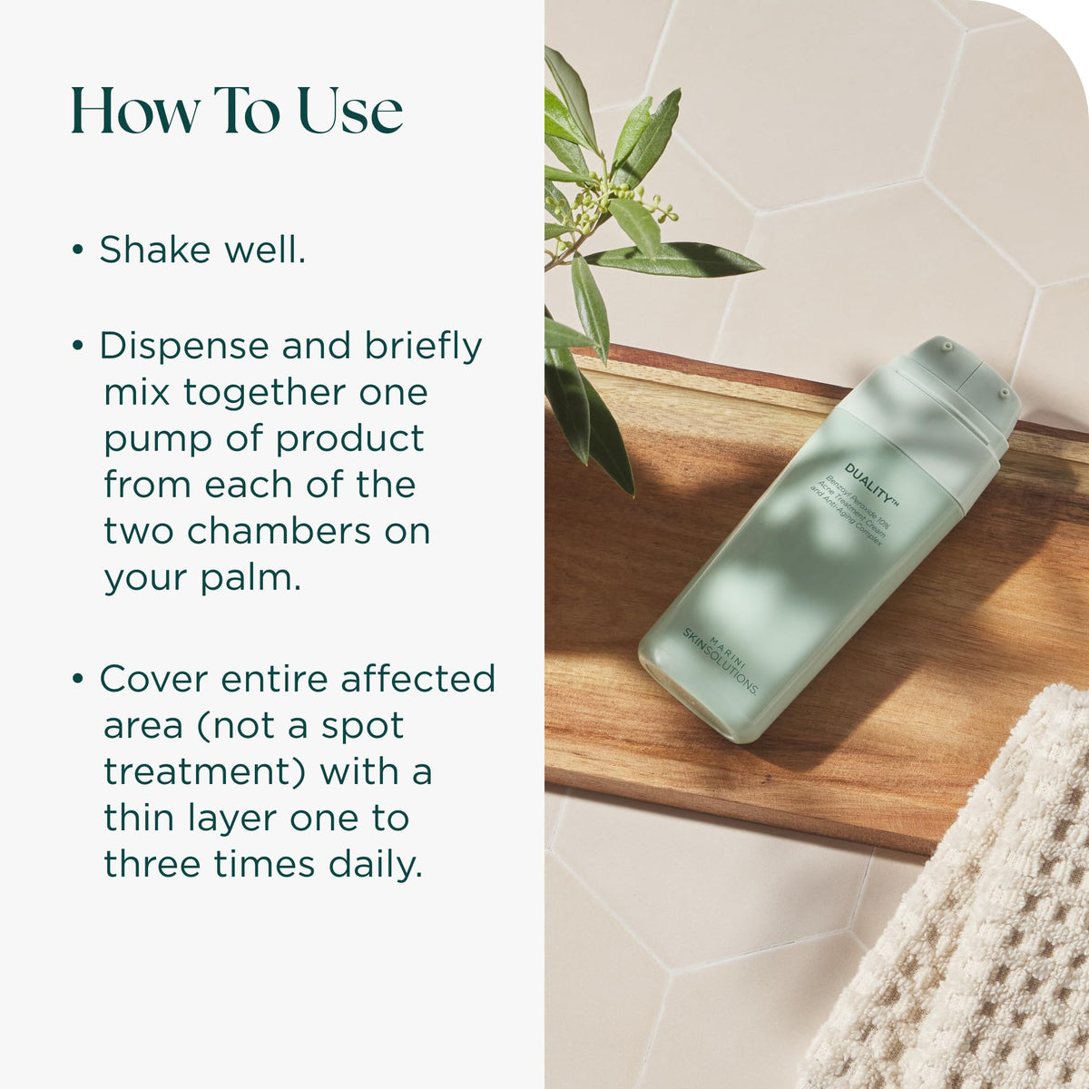 Marini SkinSolutions lifestyle on bathroom counter suggesting daily routine use for clearer skin