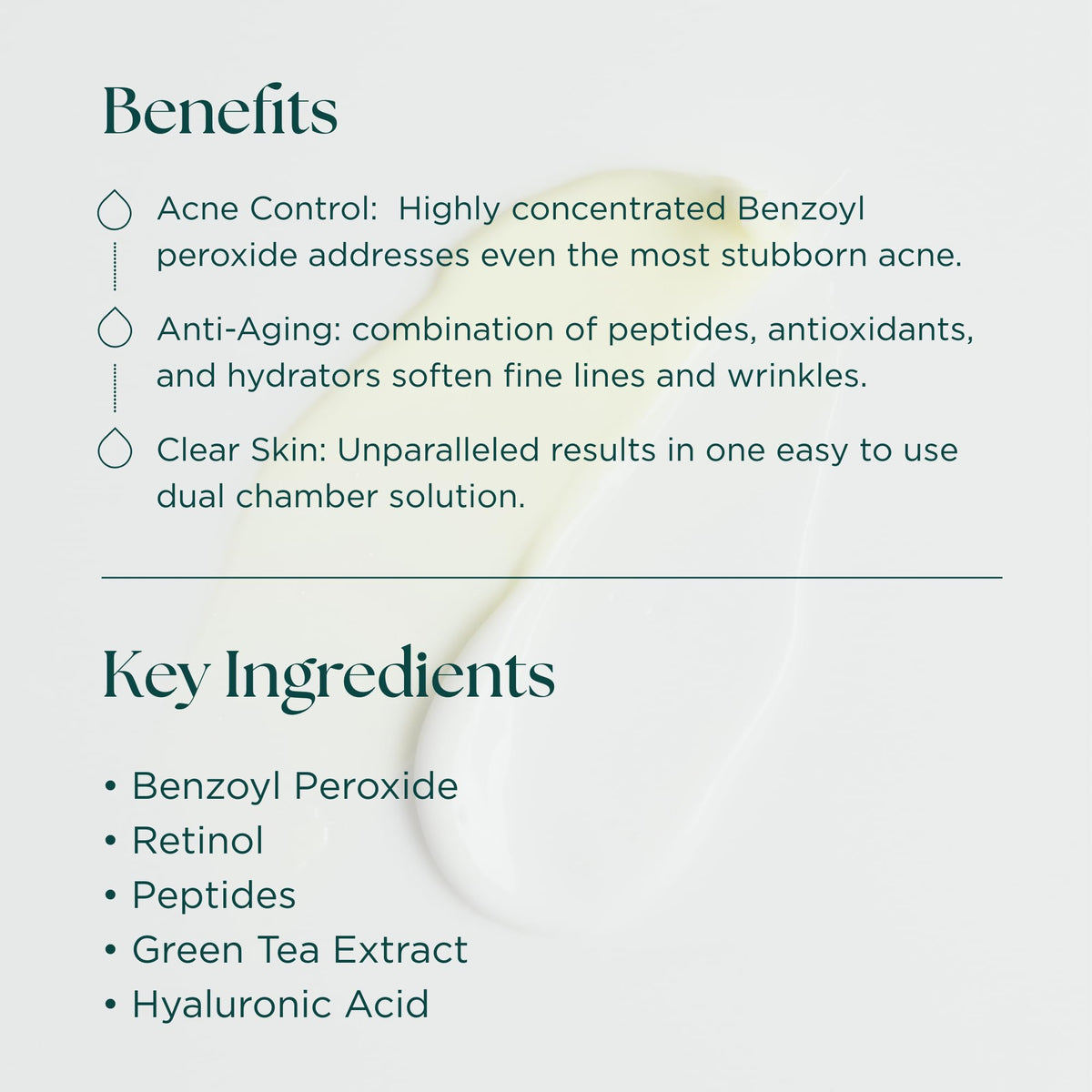 Marini SkinSolutions mixed product on palm ready for application to reduce acne and improve texture