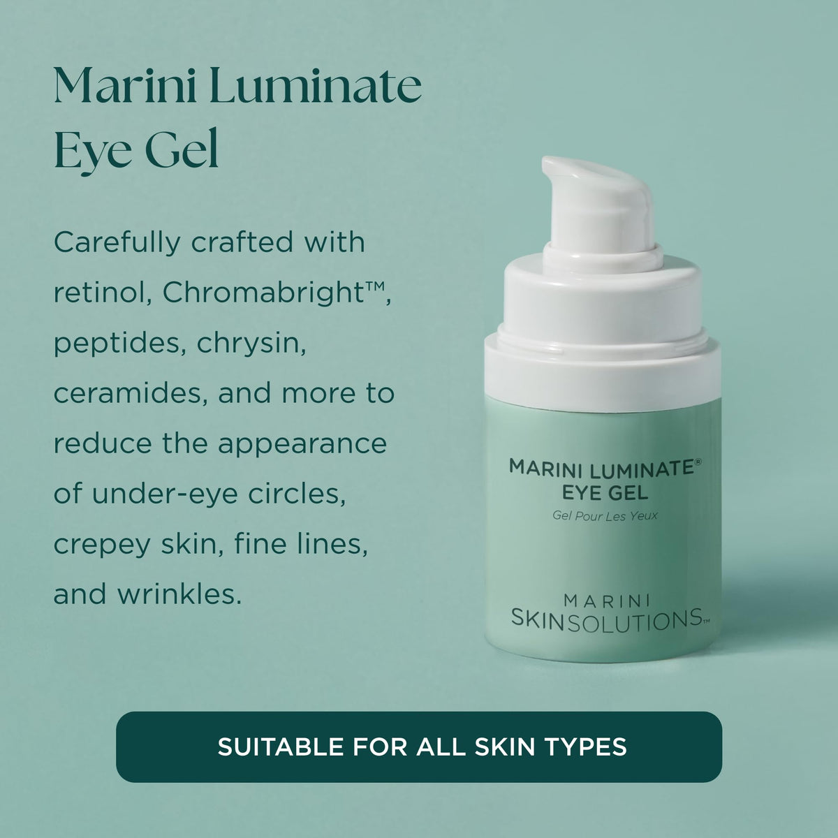 Marini SkinSolutions pump close-up highlighting controlled dispensing benefit
