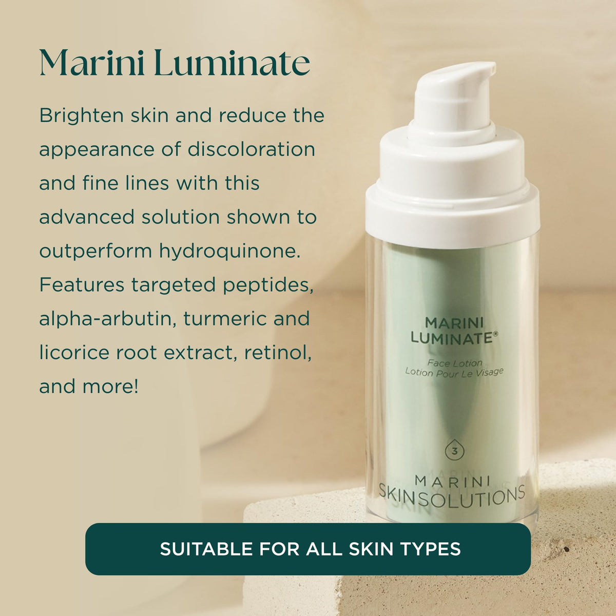 Marini SkinSolutions pump dispense detail demonstrating easy dosing