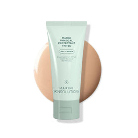 Marini SkinSolutions front packaging showing SPF 45 and tinted sunscreen benefits