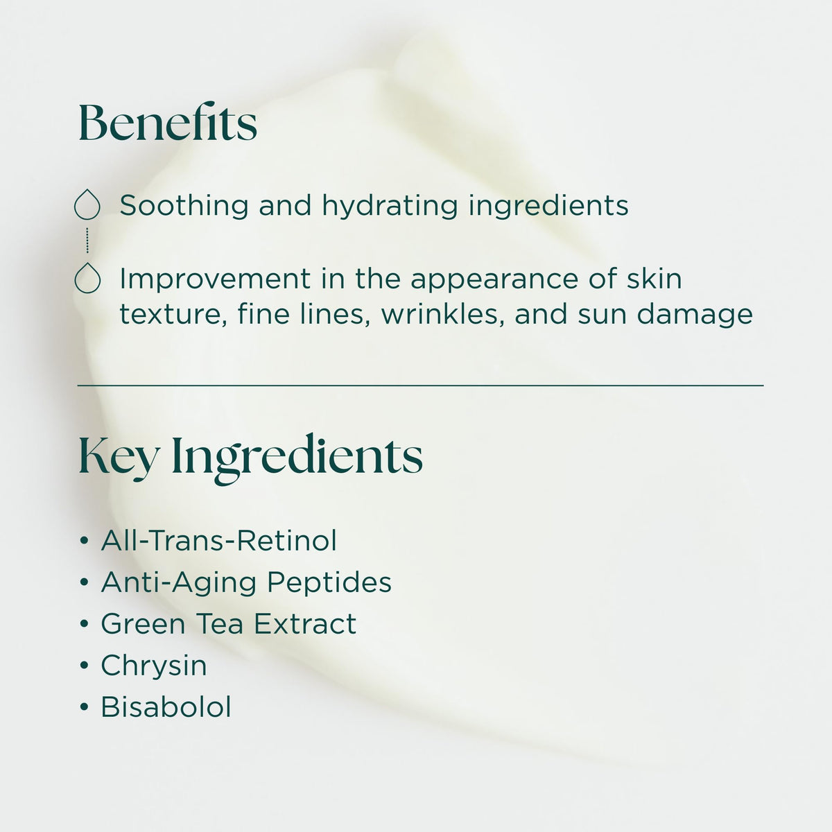 Marini SkinSolutions ingredient label listing retinol, peptides and HA