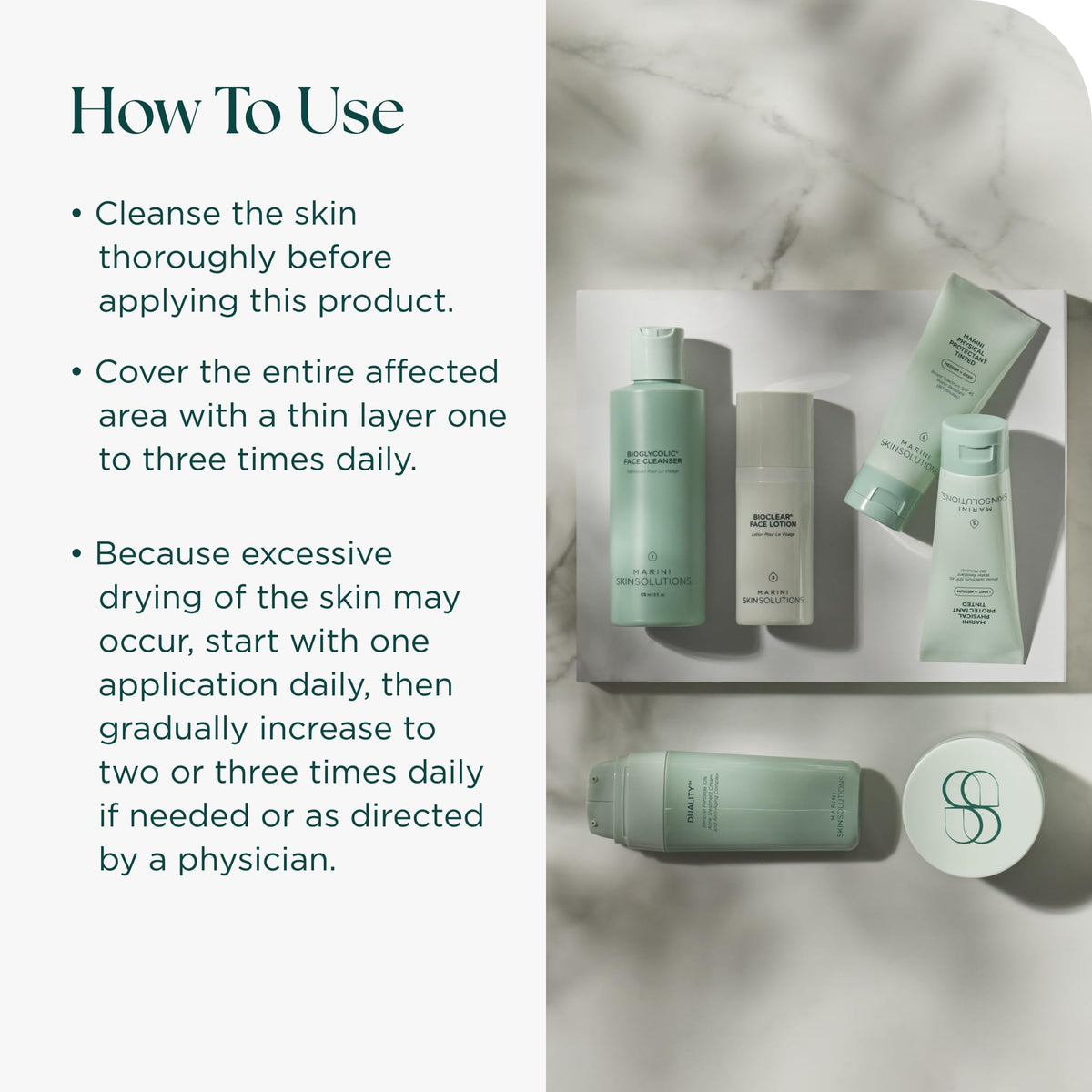Marini SkinSolutions two fl oz bottle beside a common object for scale