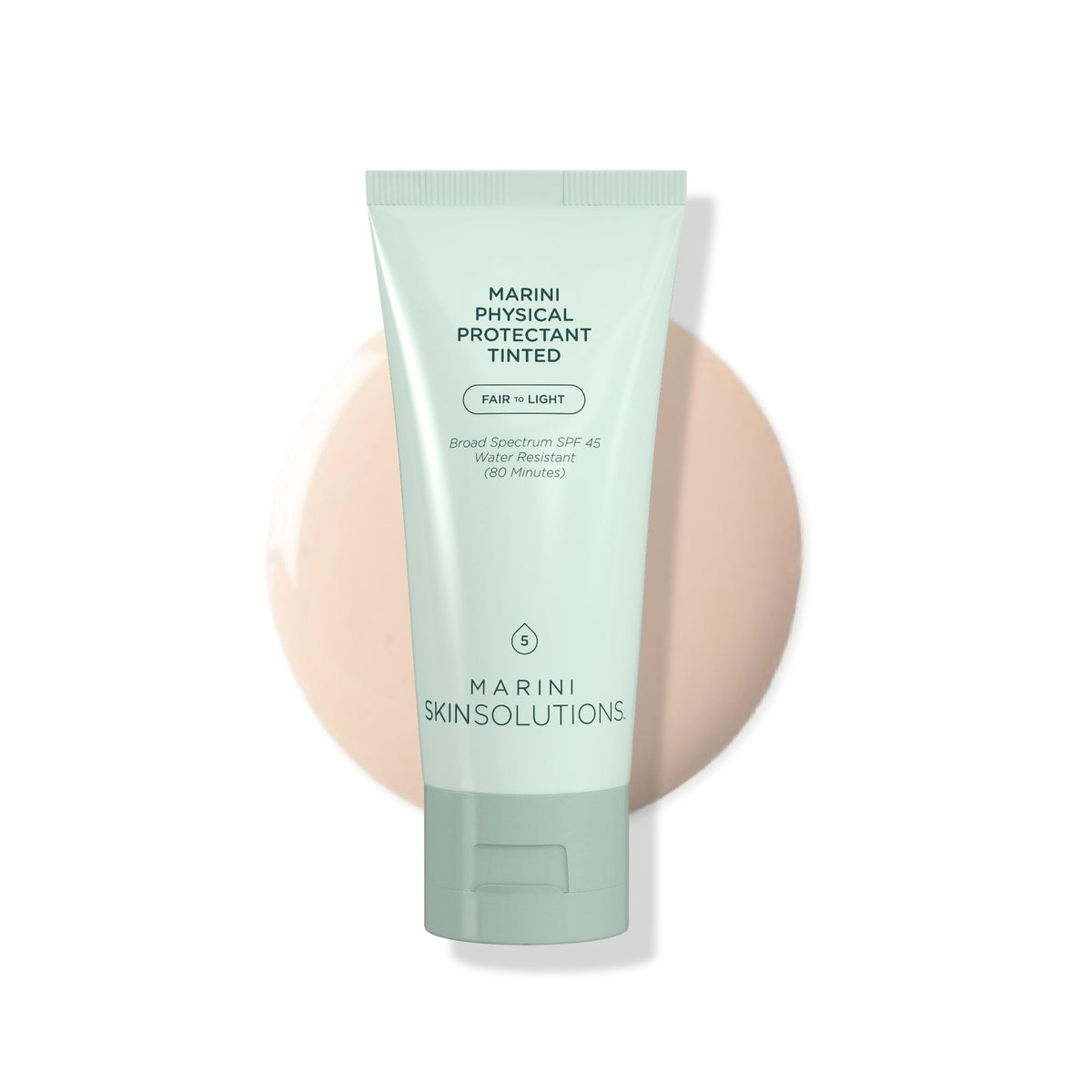 Marini SkinSolutions tube front view showing product and SPF benefits