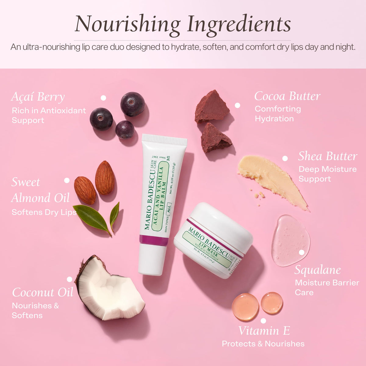 Mario Badescu Acai Vanilla overnight mask jar top view indicating rich formula