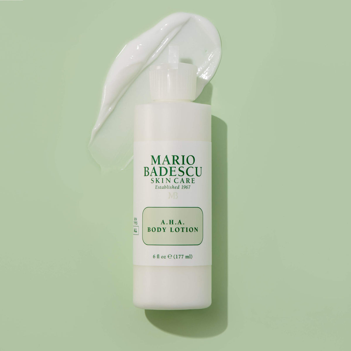 Mario Badescu lotion texture close-up highlighting silky, fast-absorbing finish