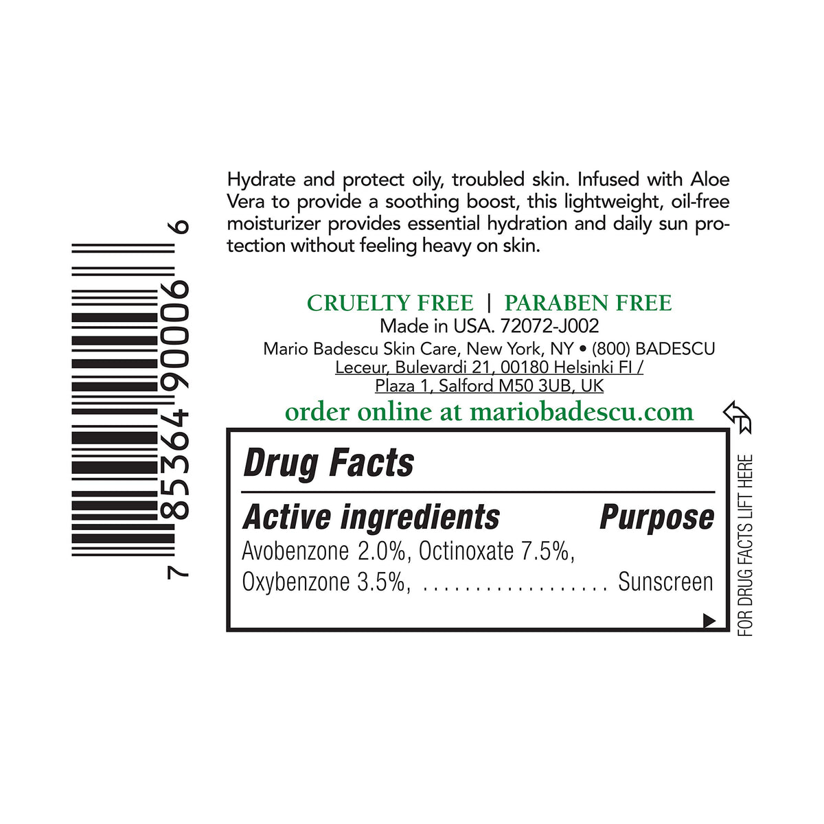Mario Badescu moisturizer texture dispensed showing lightweight, fast-absorbing cream benefit