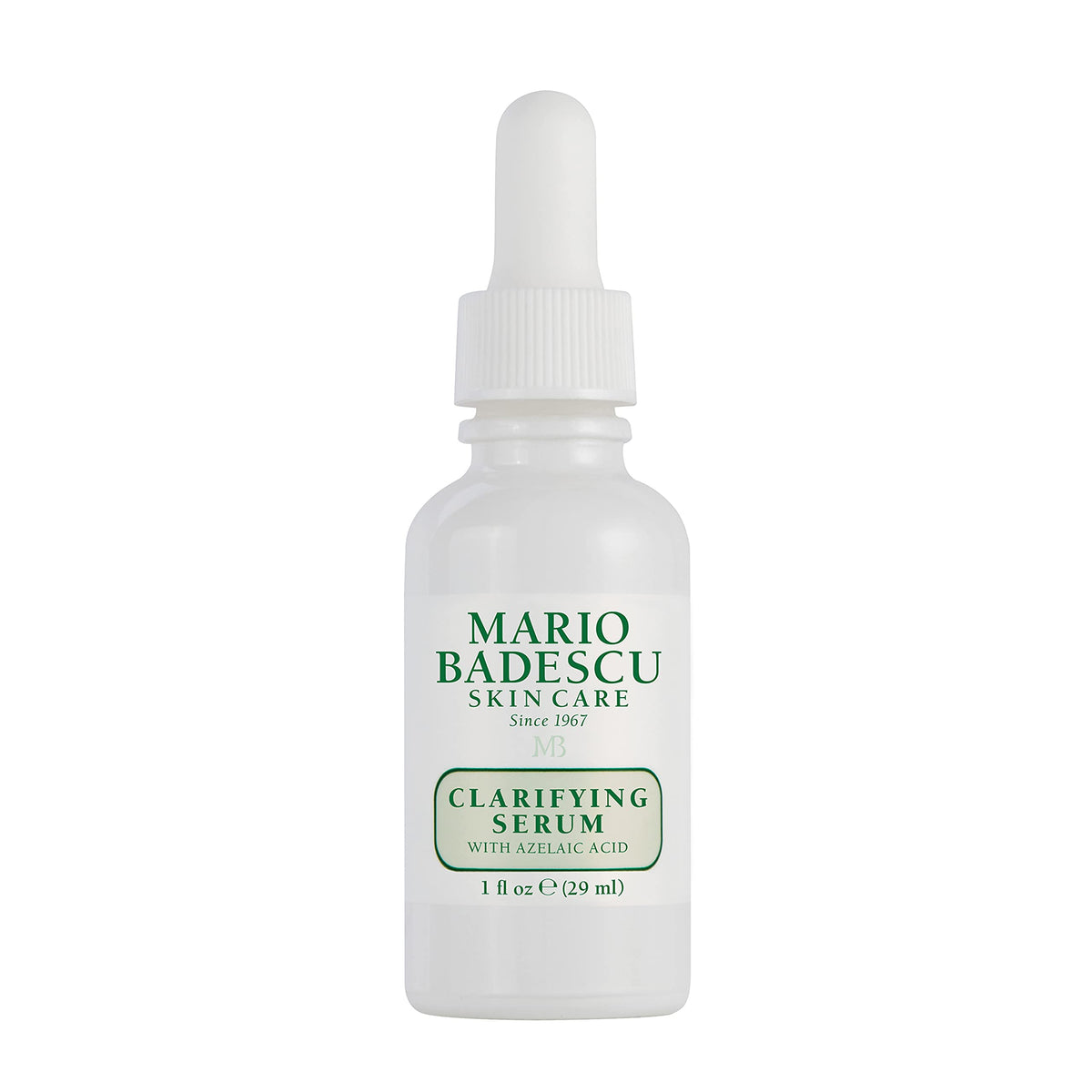 Mario Badescu front bottle showing serum packaging and clear benefit