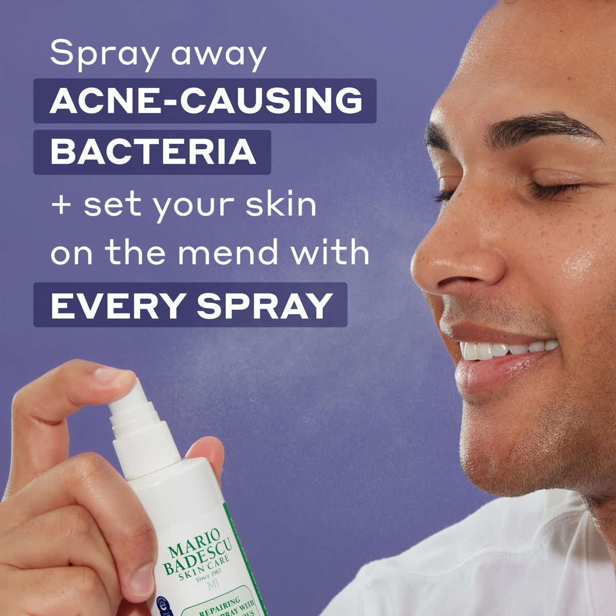 mario badescu close-up nozzle producing fine mist for even application