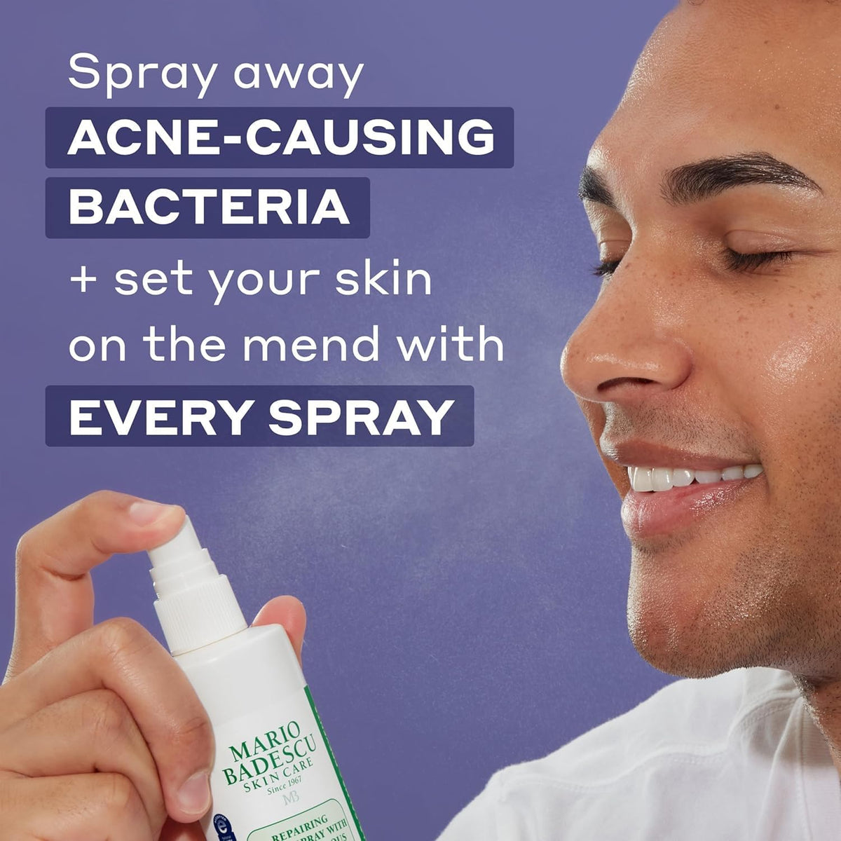 Mario Badescu close-up spray nozzle delivering fine hydration mist