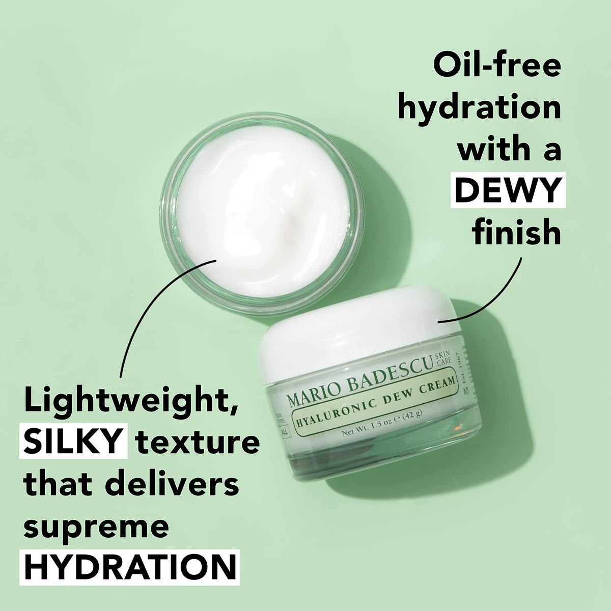 Mario Badescu cream on fingers demonstrating lightweight spread