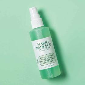 Mario Badescu on makeup brush to show improved foundation blending