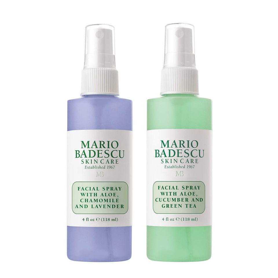 Mario Badescu front packaging duo showing both 4 fl oz bottles and benefits