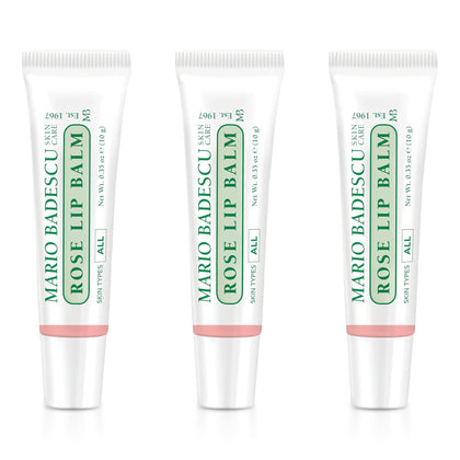 Mario Badescu front tube showing rose lip balm for portable hydration