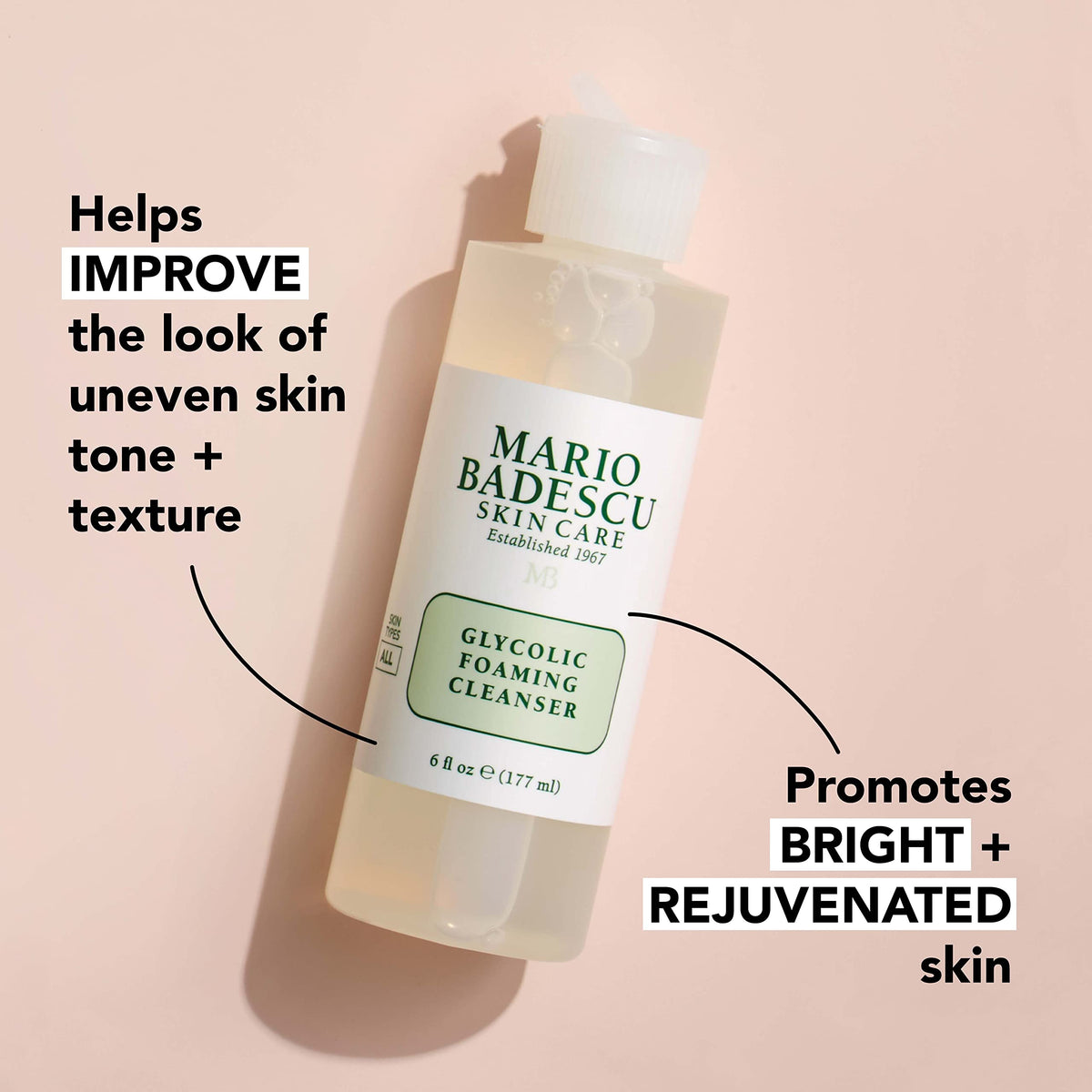 Mario Badescu cleanser in use washing face to reveal smoother skin