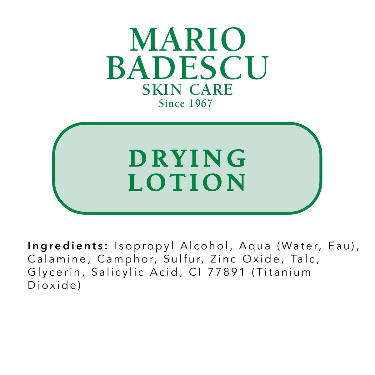 Mario Badescu label close-up listing active ingredients and directions