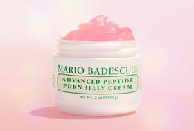 Mario Badescu jar on bathroom counter in lifestyle setting showing daily use benefit