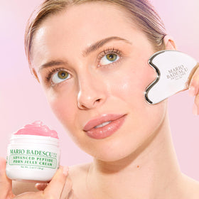Mario Badescu open jar top view revealing pink jelly texture and cooling feel