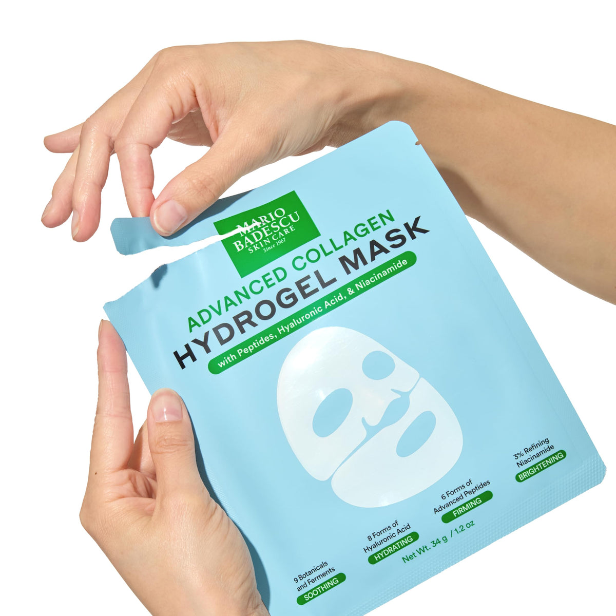 Mario Badescu ingredient label close-up highlighting peptides and niacinamide