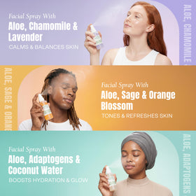 Mario Badescu lavender mist pump detail, calming scent and soothing feel