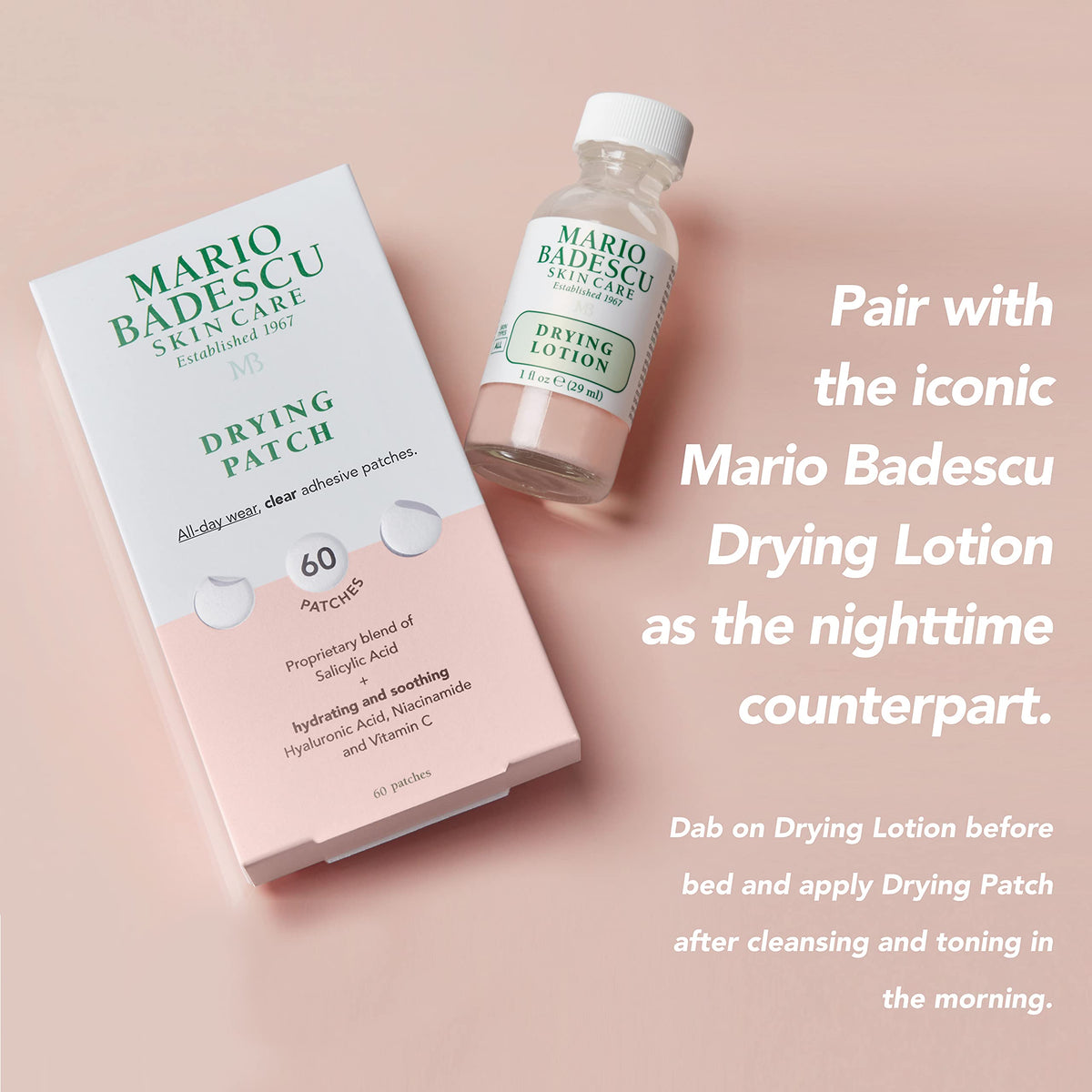 Mario Badescu patch in bathroom setting showing easy daily use