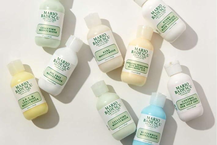 Mario Badescu moisturizer on bathroom counter during morning routine promoting fast-absorbing hydration