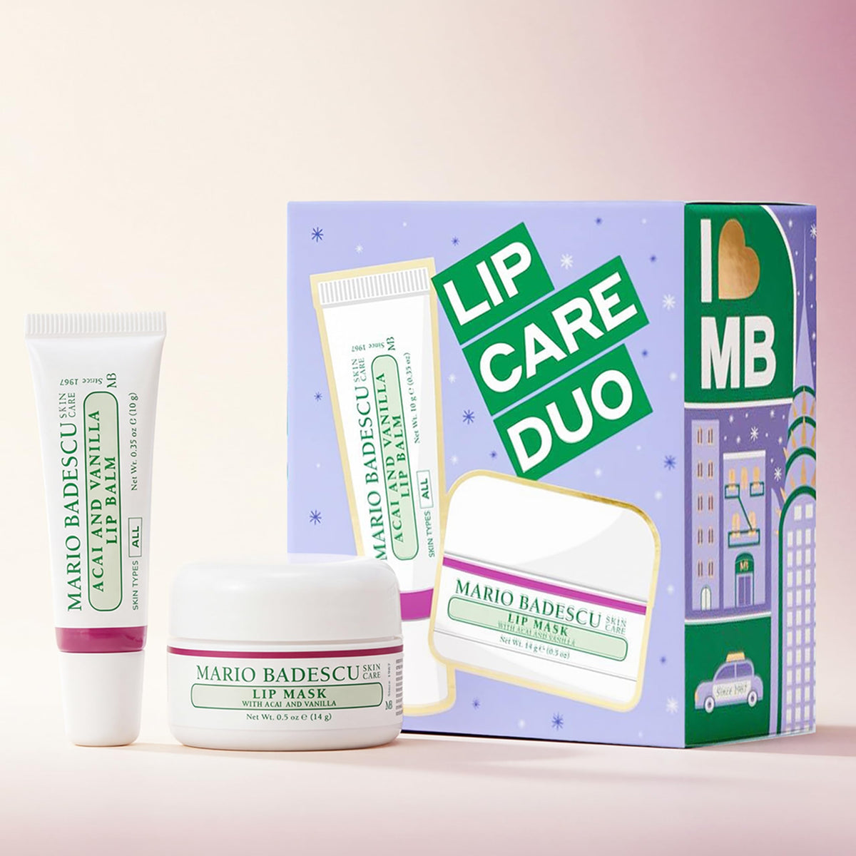 Mario Badescu duo on bathroom vanity styled for daily skincare ritual