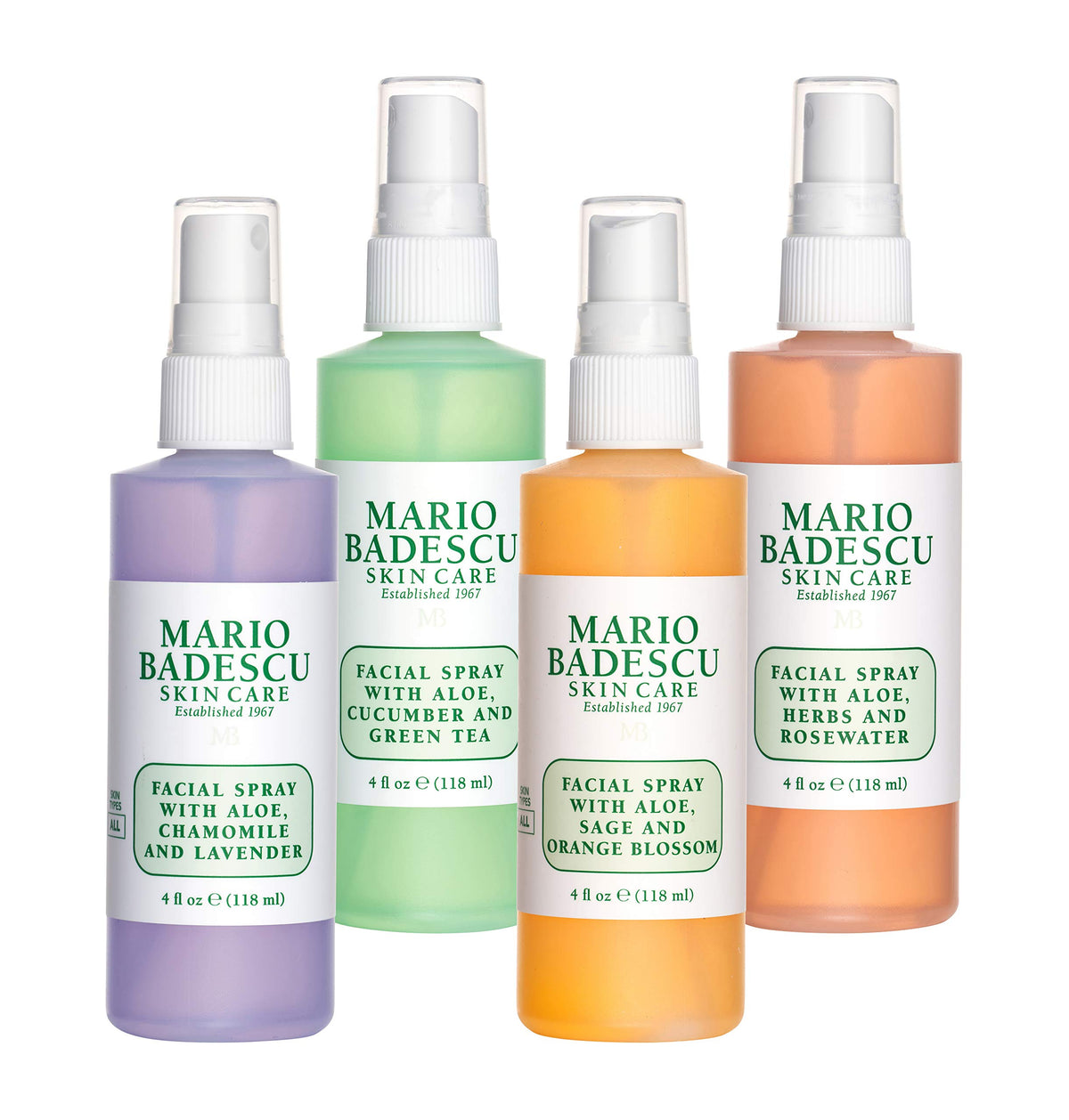 Mario Badescu sprays arranged on vanity conveying travel-ready hydration