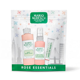 Mario Badescu woman spritzing facial spray, demonstrates refreshing on-the-go use