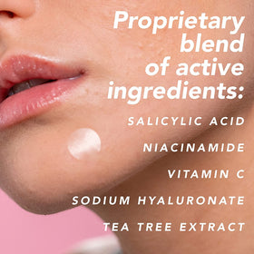 Cotton swab applying Mario Badescu Drying Lotion to a blemish illustrating precise, hygienic spot application