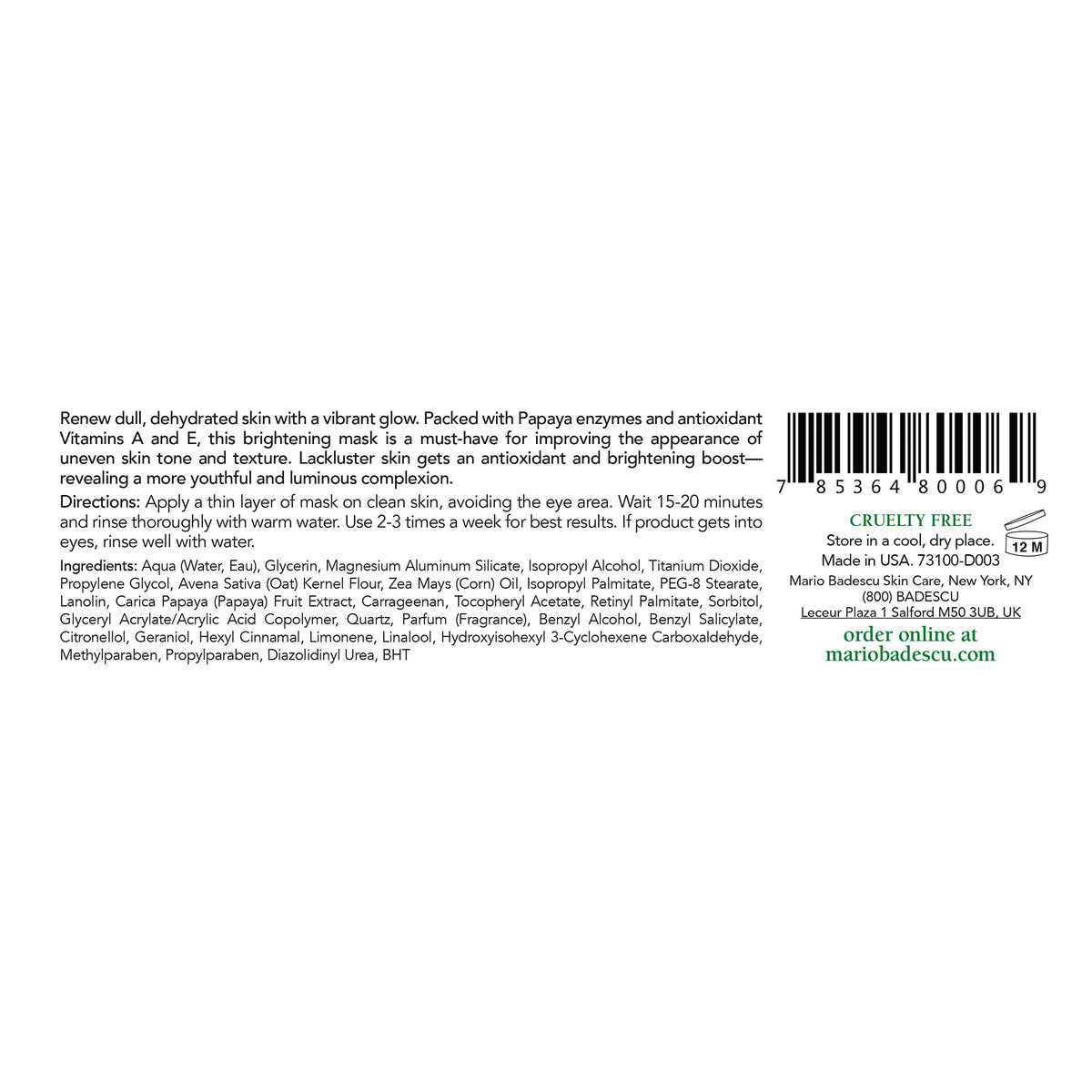 Mario Badescu creamy mask texture close-up illustrating smooth, hydrating formula
