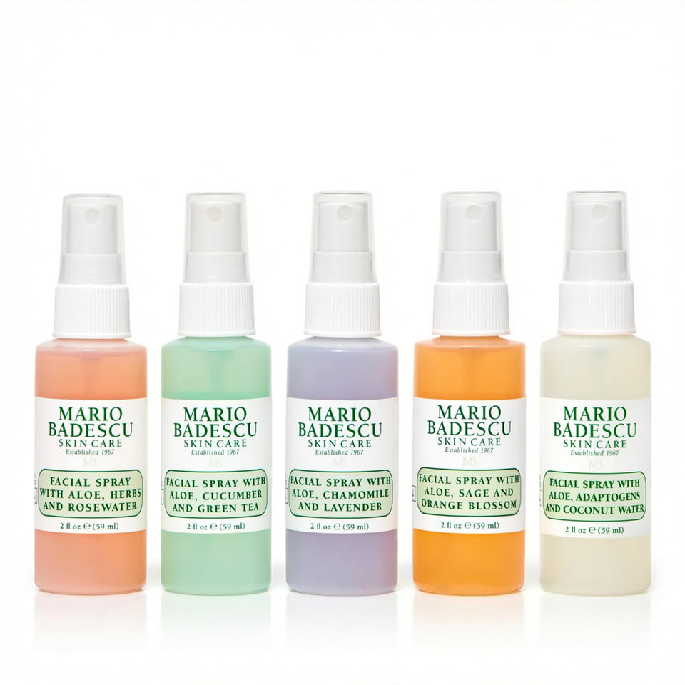 Mario Badescu front packaging showing five mini mists, easy gifting
