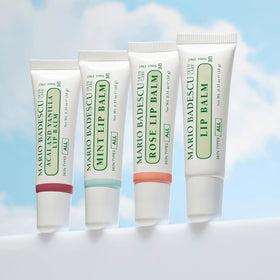 Mario Badescu lip balm on nightstand as part of a bedtime lip repair routine