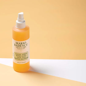 Mario Badescu mist applied after makeup creating a dewy, finished look