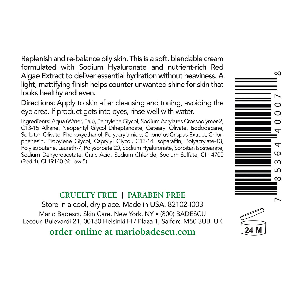 Mario Badescu close-up texture showing lightweight cream and quick absorption