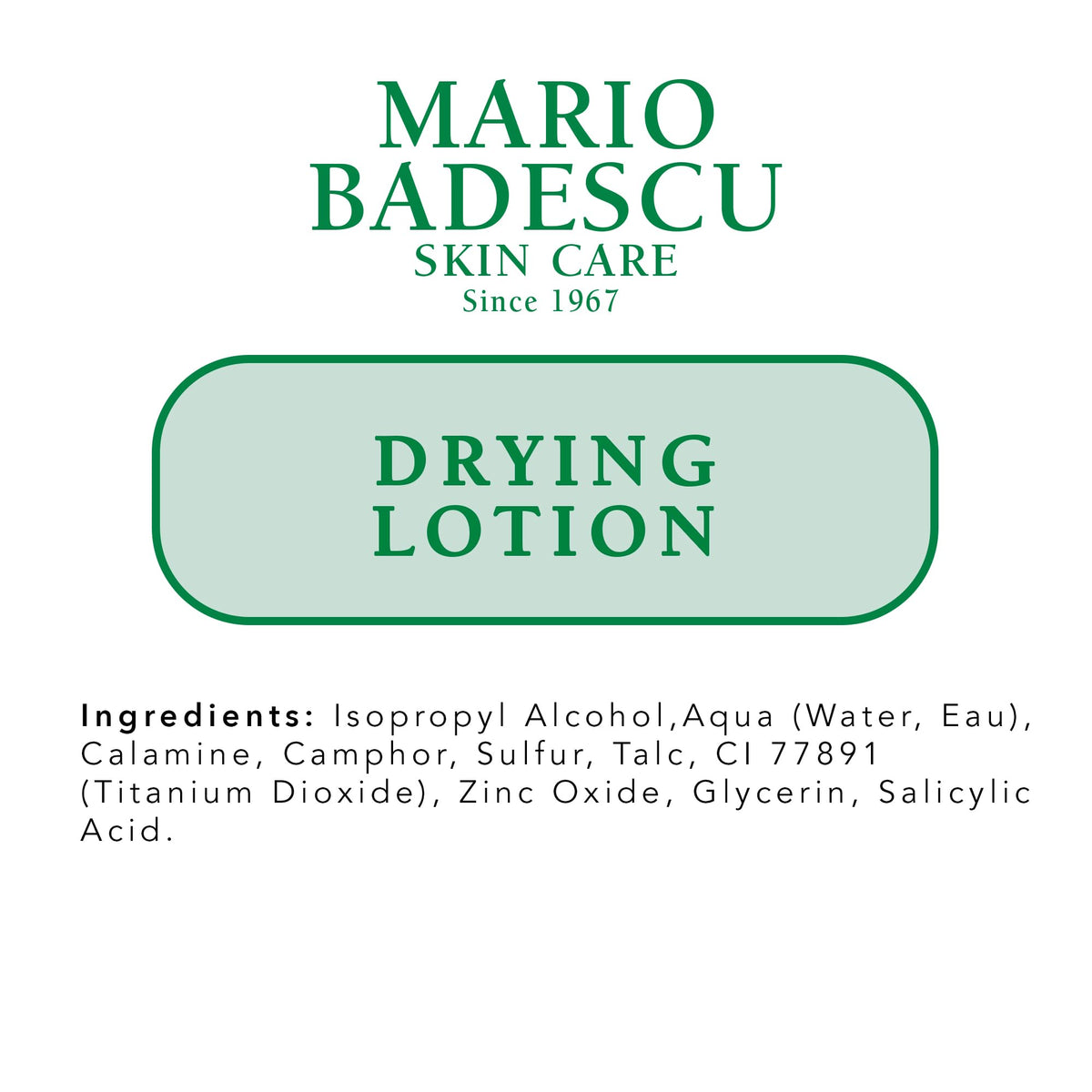 Mario Badescu packaging and ingredient list emphasizing clean formula benefits