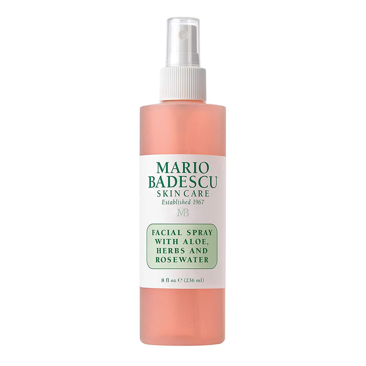 Mario Badescu rose spray label detail signaling dewy radiance