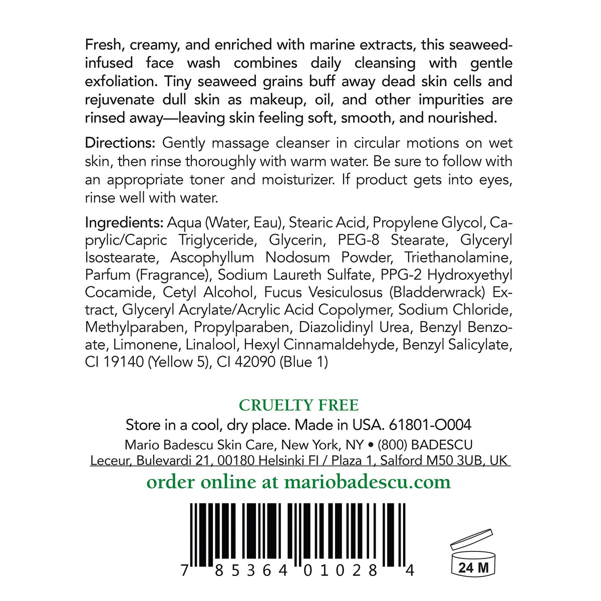 Mario Badescu creamy cleanser texture close-up, shows rich lather and gentle cushion