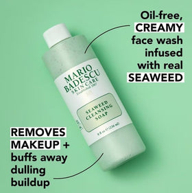 Mario Badescu bottle beside common item showing 8 fl oz size benefit