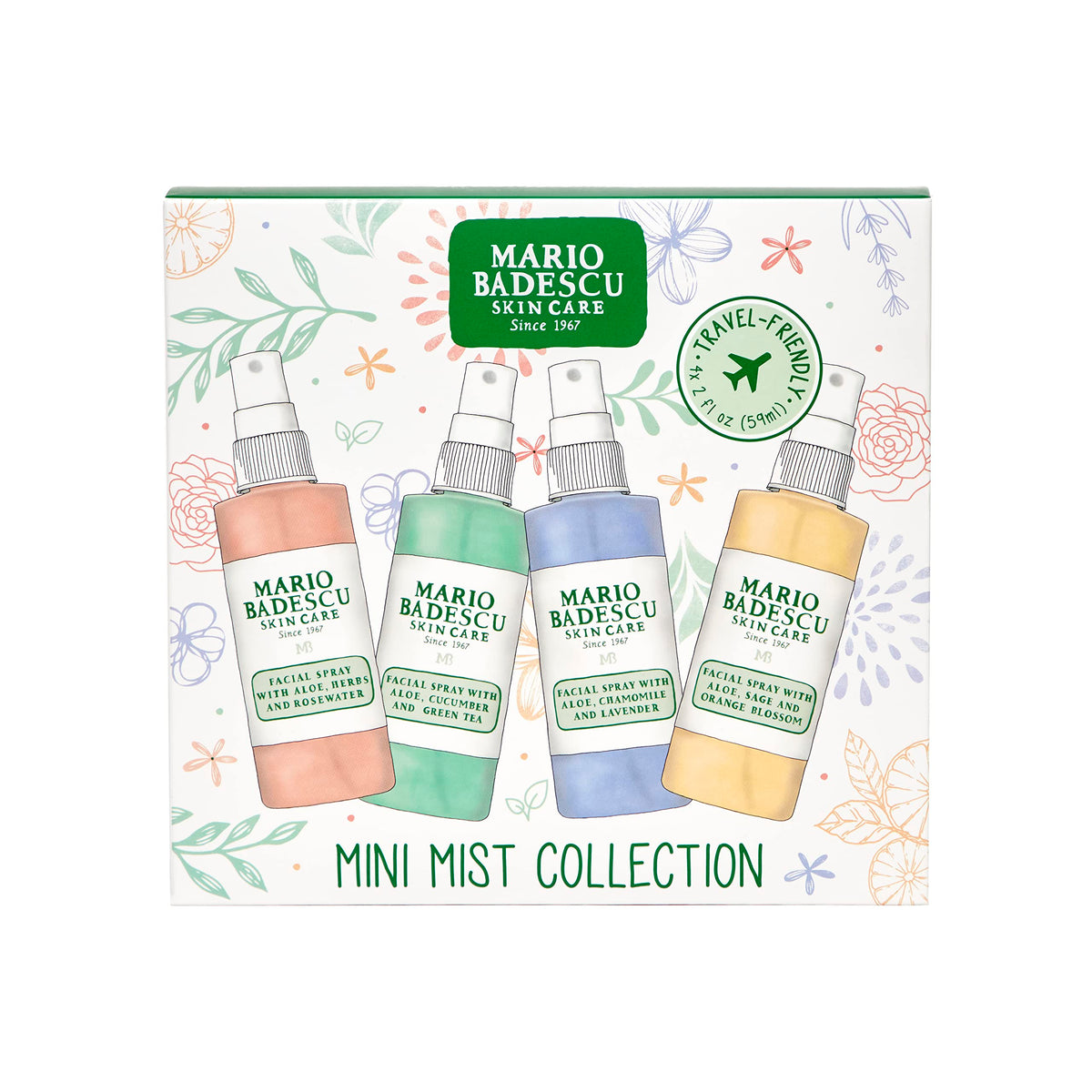 Mario Badescu size in hand comparison illustrating compact 2 fl oz travel-friendly bottles