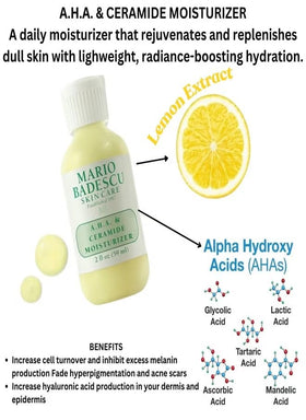 Mario Badescu 2 fl oz size comparison beside common items for scale and travel-friendly benefit