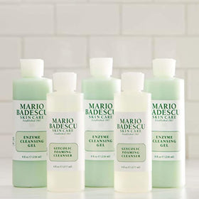 Mario Badescu gel being massaged on wet skin showing gentle cleansing action