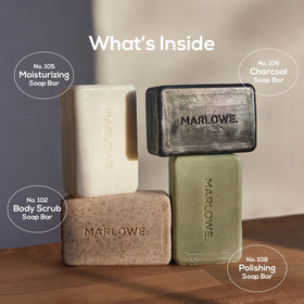 MARLOWE. bathroom shelf lifestyle with bars staged for giftable grooming routine