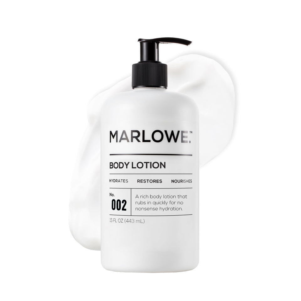 MARLOWE. front pump bottle showing packaging and easy dosing benefit