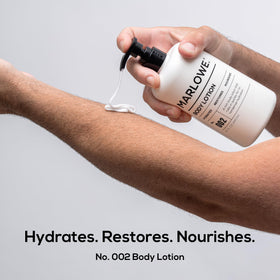 MARLOWE. lotion texture close-up showing non-greasy fast-absorbing benefit