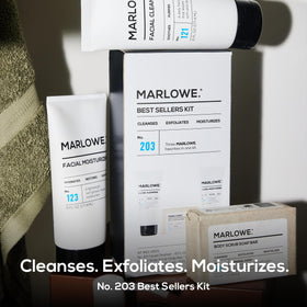 MARLOWE. cleanser gel texture close-up showing lightweight feel and gentle cleansing benefit