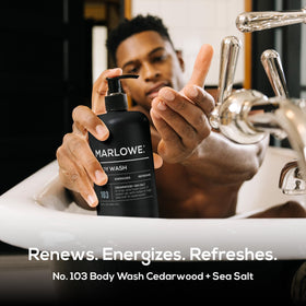 MARLOWE. close-up foam texture demonstrating rich lather for effective cleansing