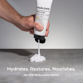 MARLOWE. close-up lotion texture showing fast-absorbing hydration