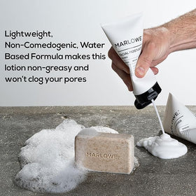 MARLOWE. duo on bathroom shelf conveying elevated grooming and neat storage